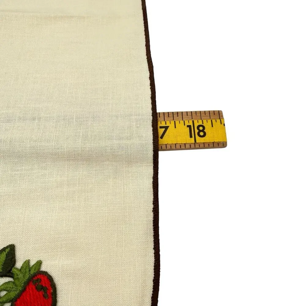 Vintage Sears Strawberry Applique‎ Fabric Napkins Set of 4  MCM Beige 17 x17 EUC